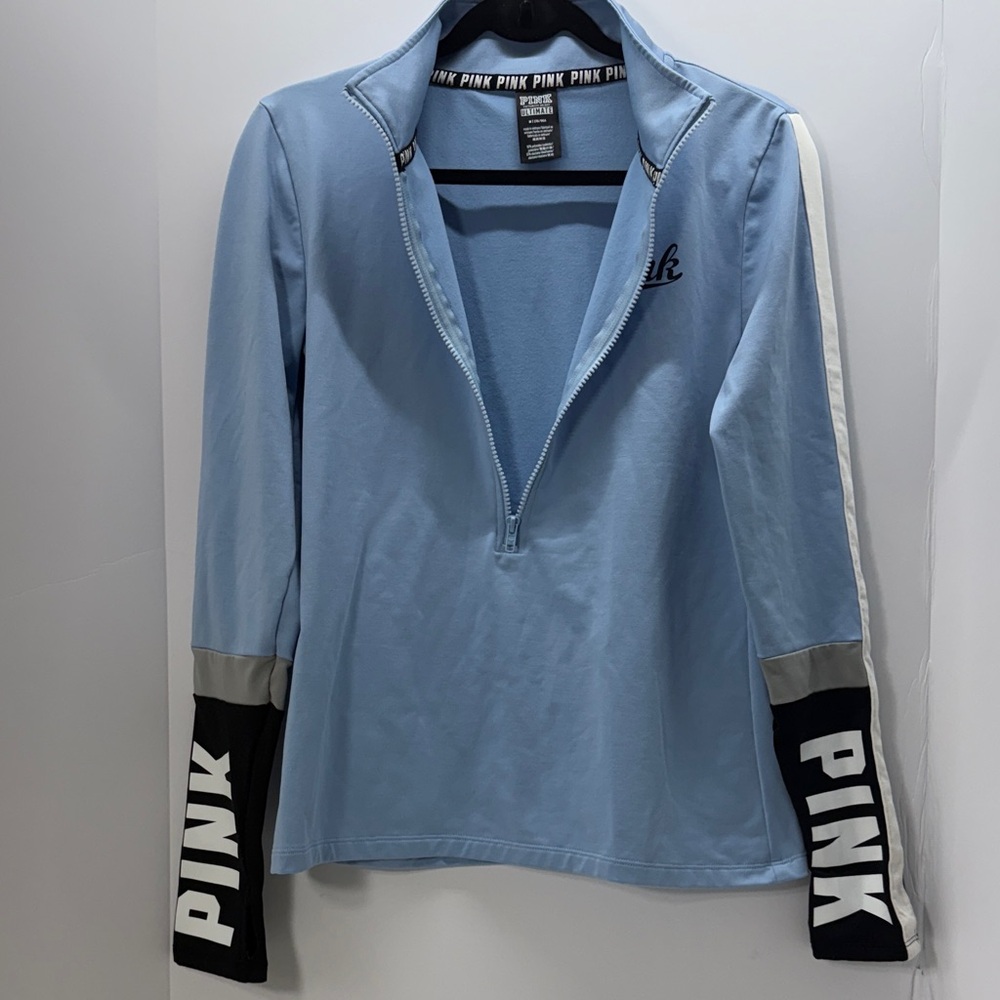 PINK Victoria's Secret Light Blue Zip-Up Pullover Top - Picture 4 of 9